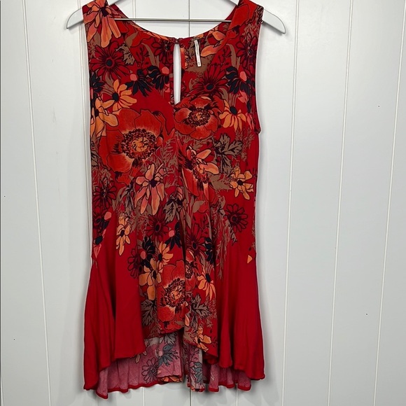 Free People Womens Dress XS Red Orange Sleeveless Pullover Flare Skirt Vibrant - Picture 1 of 12
